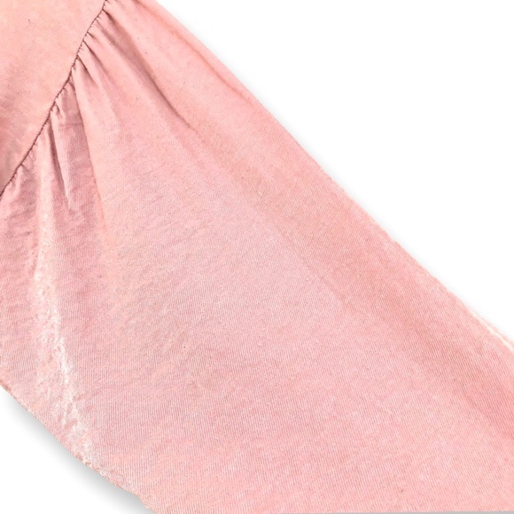 Cream Pink Color Deep V-Neck Long Sleeve Blouse with Side Zi… - Picture 4 of 6